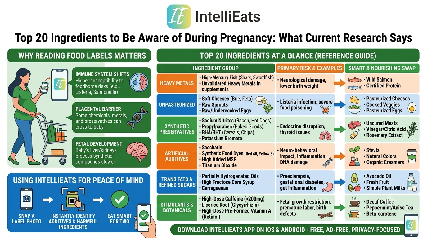 IntelliEats guide to ingredients to be aware of during pregnancy and nourishing swaps